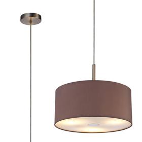 DK0442  Baymont 40cm 3 Light Pendant Satin Nickel, Taupe/Halo Gold, Frosted Diffuser
